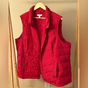 Charter Club Women's 3X Red Quilted Puffer Vest Plus Size Lightweight